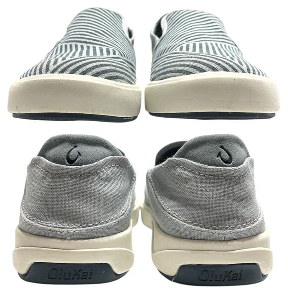 OluKai Men\'s Lae\'ahi Lole Slip On Sneakers Shoes Striped Pale Grey Storm main image 9